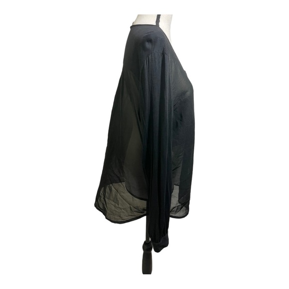Retimans women sheer long sleeve blouse black button down size XXlarge - Picture 3 of 9